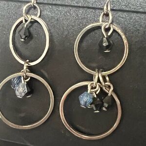 Elegant Black and Silver Hoop Earrings